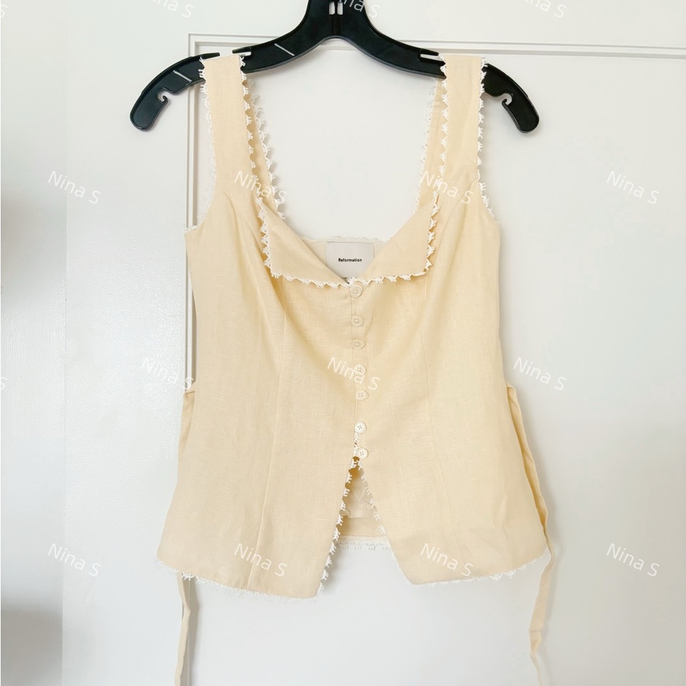 Reformation Viola Linen Top NWOT - Picture 3 of 5
